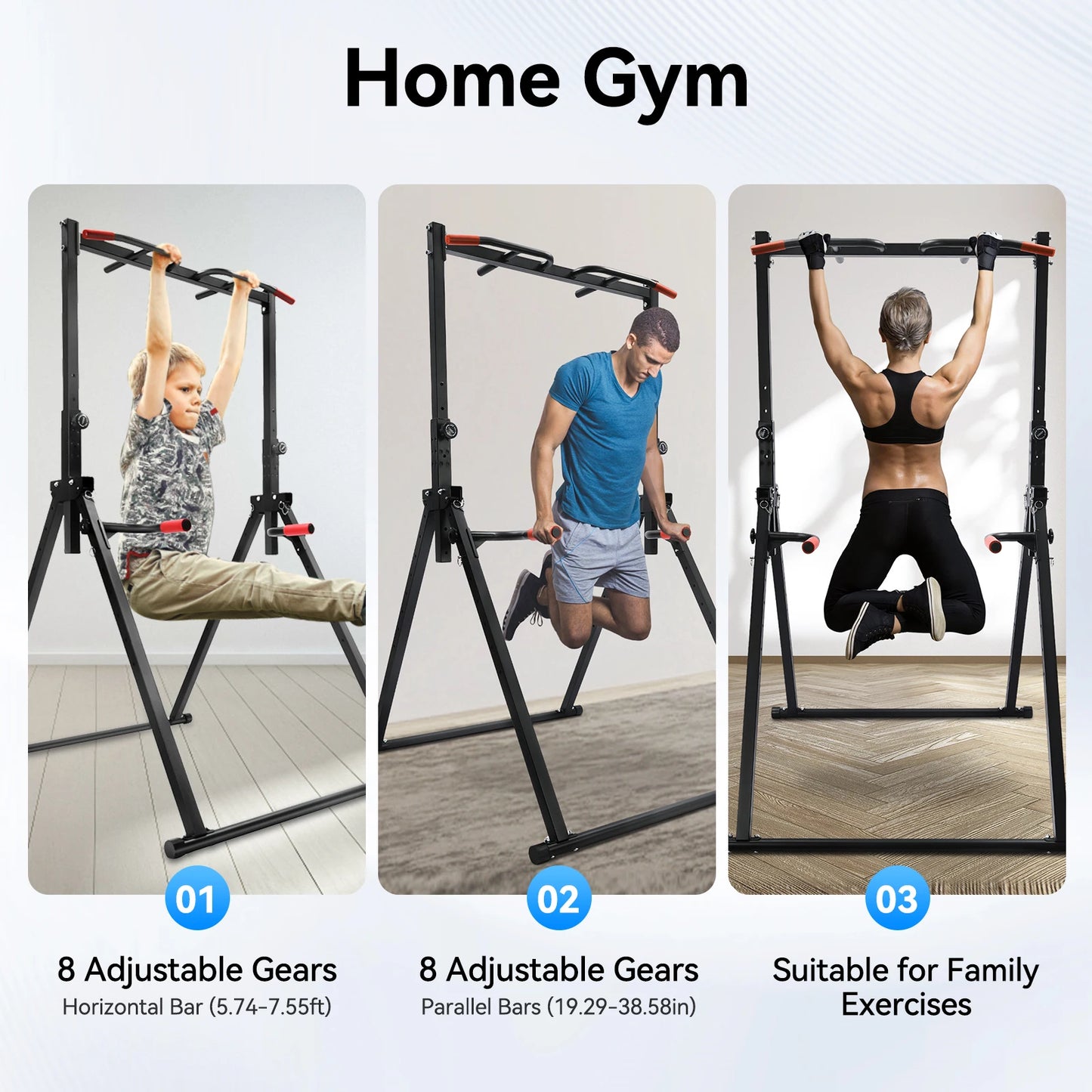 Adjustable Pull Up Bar 200kg Load Foldable Home Gym Station