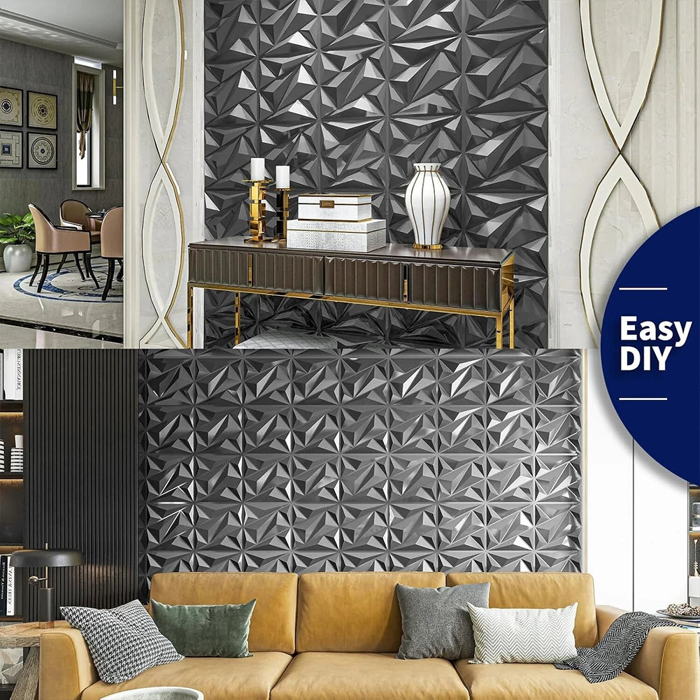 3D Diamond Wall Panels Self Adhesive PVC Tiles For Walls