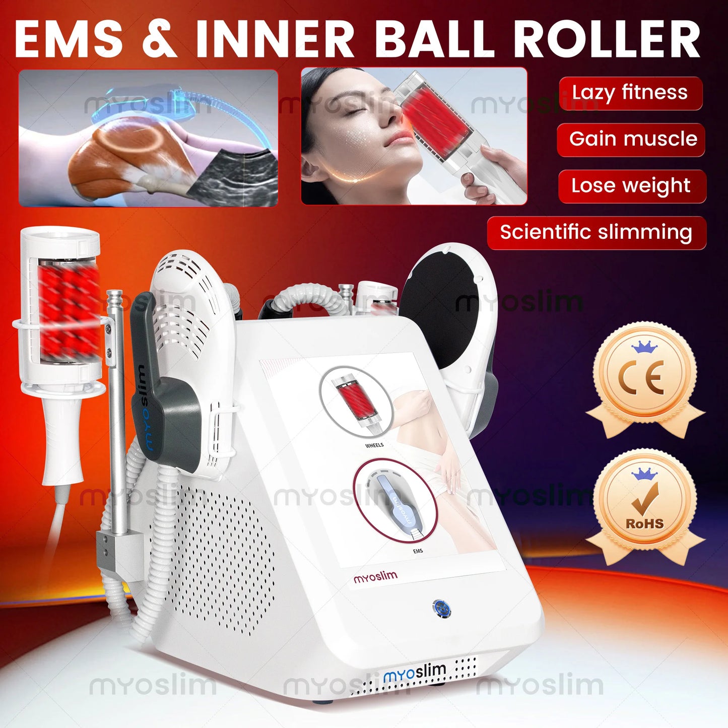 MYOSLIM and EMS Nova Hi-EMT RF Roller 2-in-1 Muscle Gainer Slimming Fitness Machine Health And Beauty Equipment For Salon