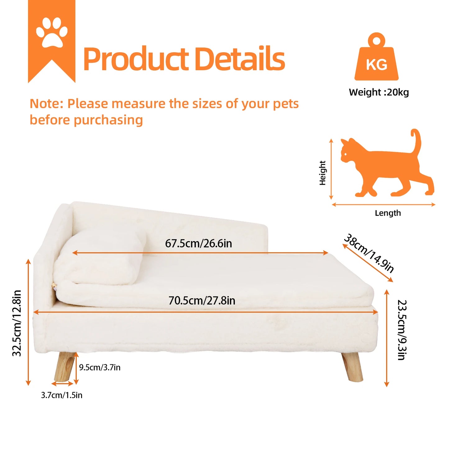 BINGOPAW Elevated Nordic Pet Bed With Cozy Pad Waterproof