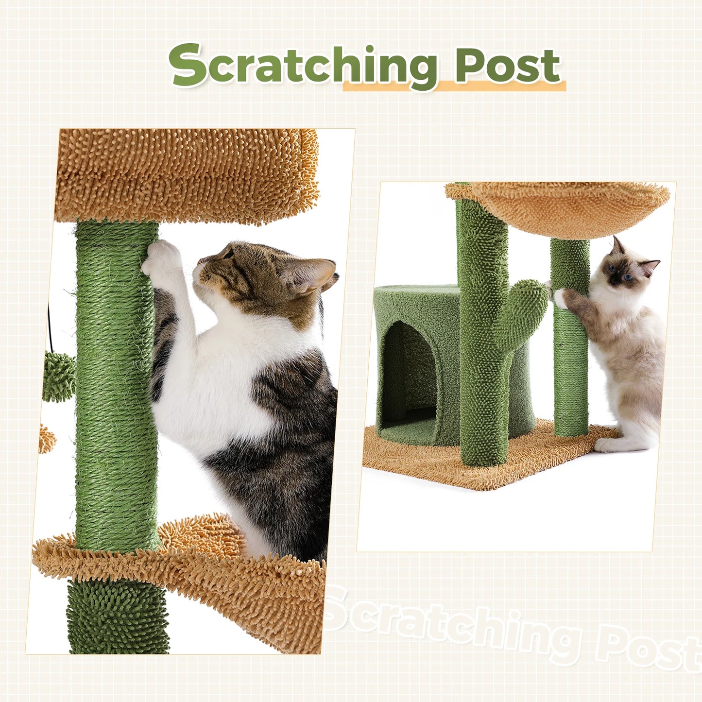 PAWZ Road Cat Tree Cactus Tower Scratching Post Condo Nest