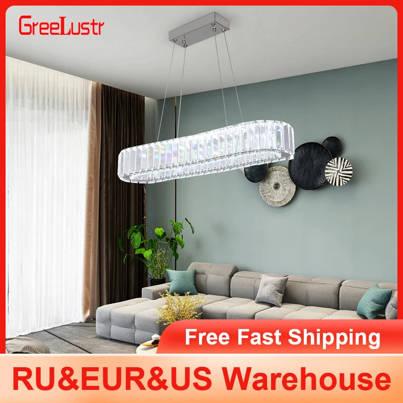 GreeLustr Modern Crystal Chandelier Dining Room Pendant Light