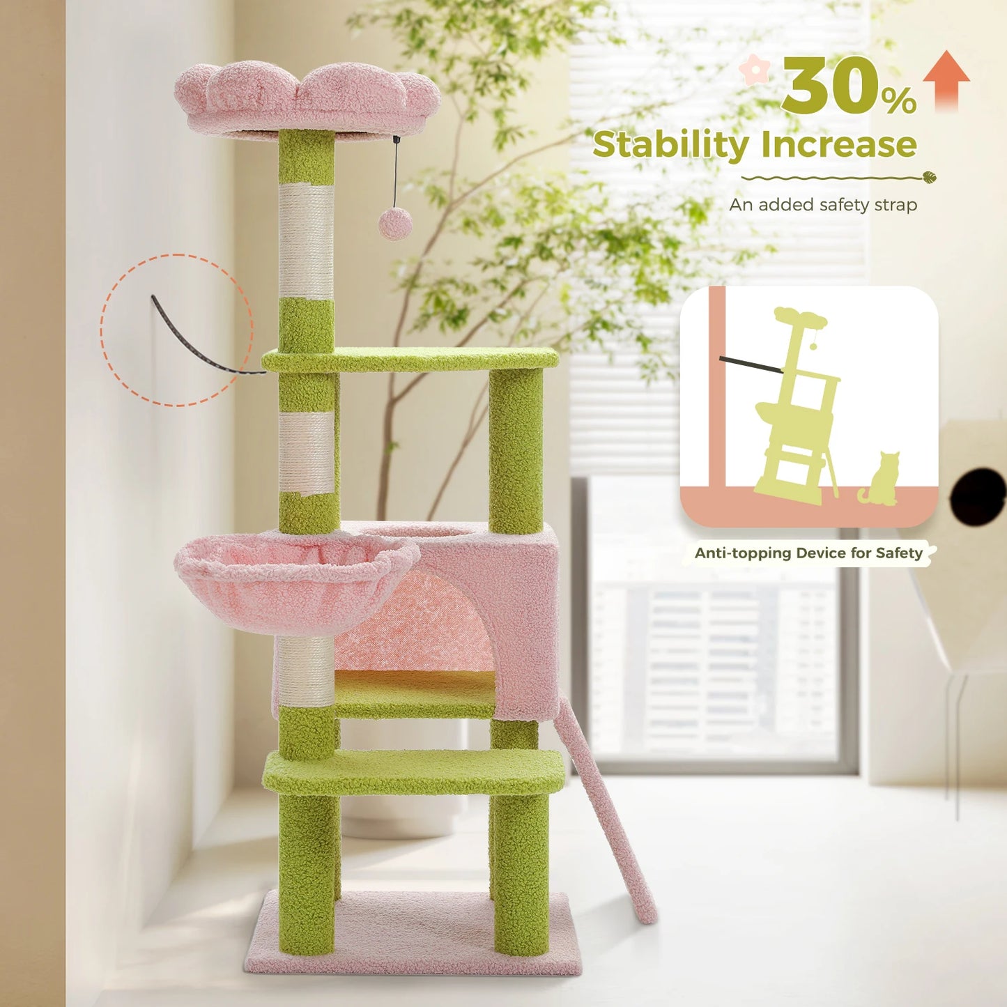 PAWZ Road Flower Cat Tree Multi-Level Cat Tower With Sisal