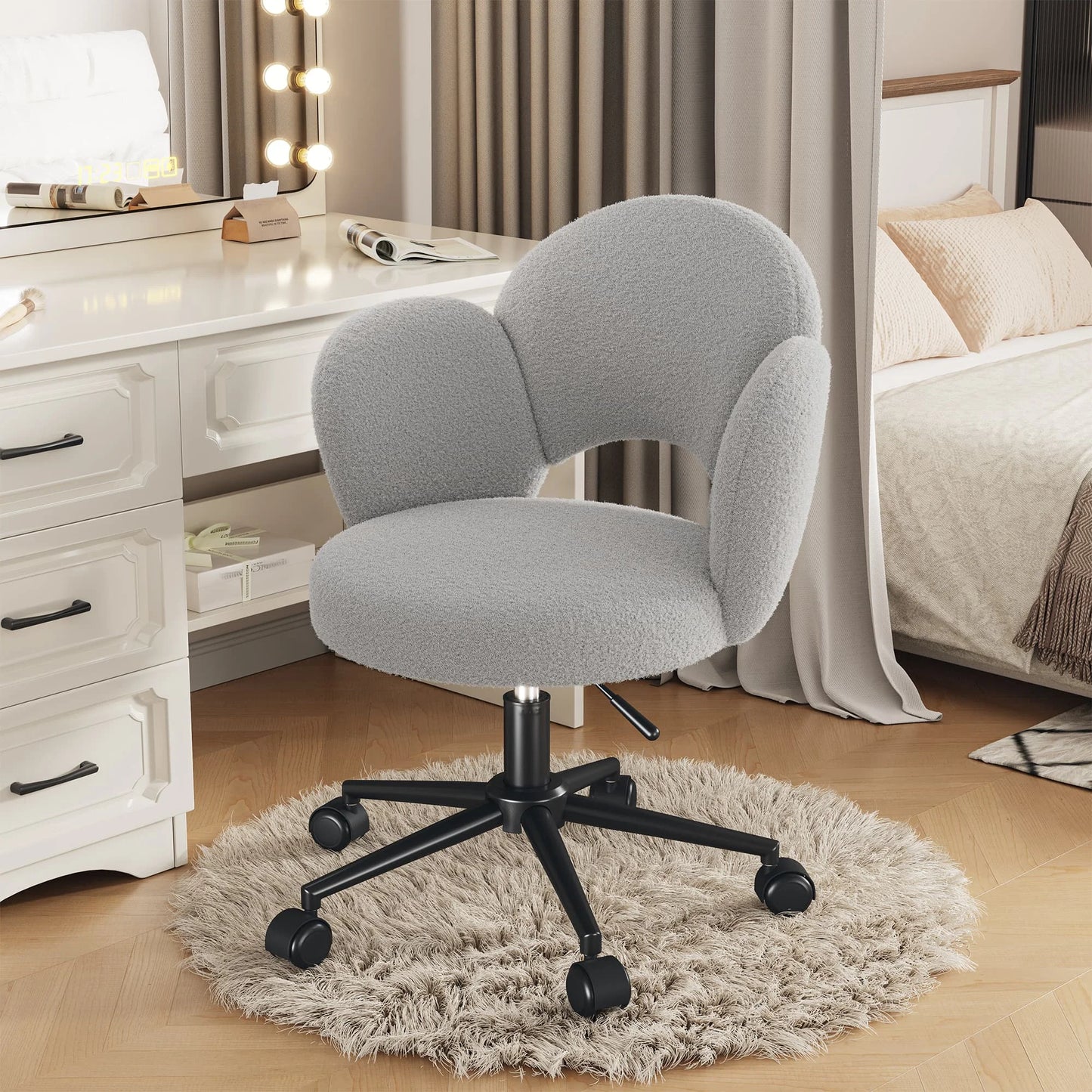 EnHomee Petal Vanity Chair Height Adjustable Desk Chair With Wheels