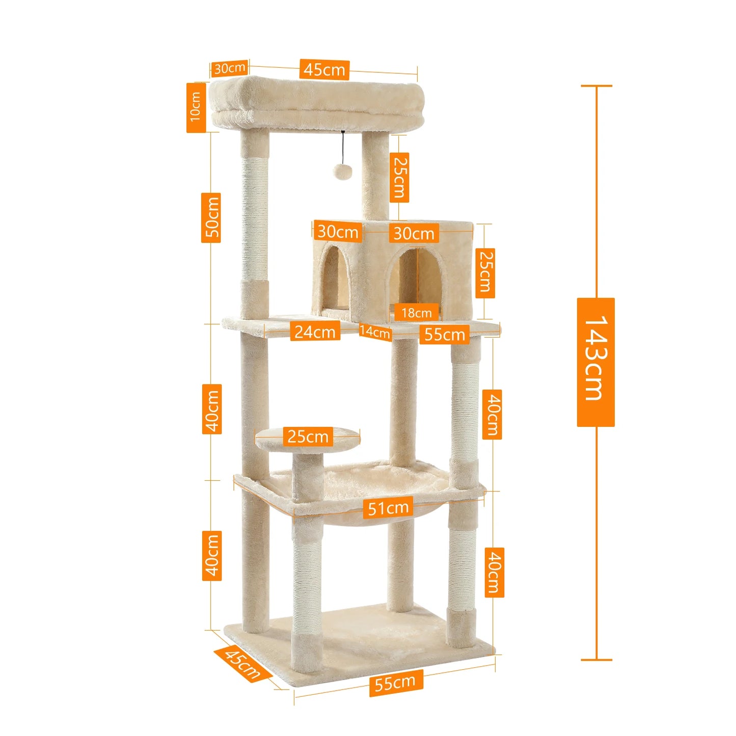 PAWZ Road Five-Level Cat Tree For Indoor Cats Perch Deluxe