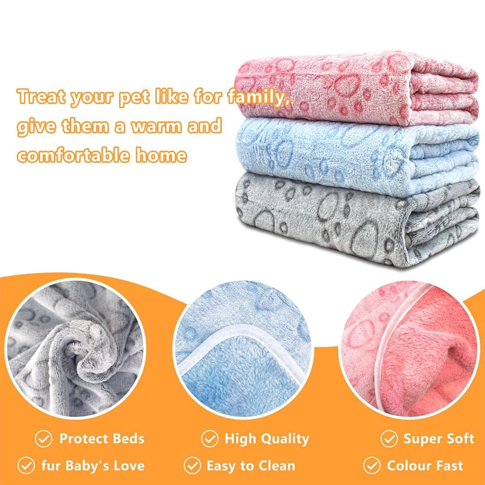 Ultra Soft Paw Print Dog Blanket For Indoor Outdoor Washable
