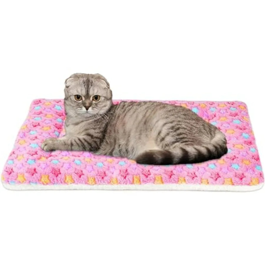 Ultra Soft Pet Bed Crate Pad With Star Print Fleece