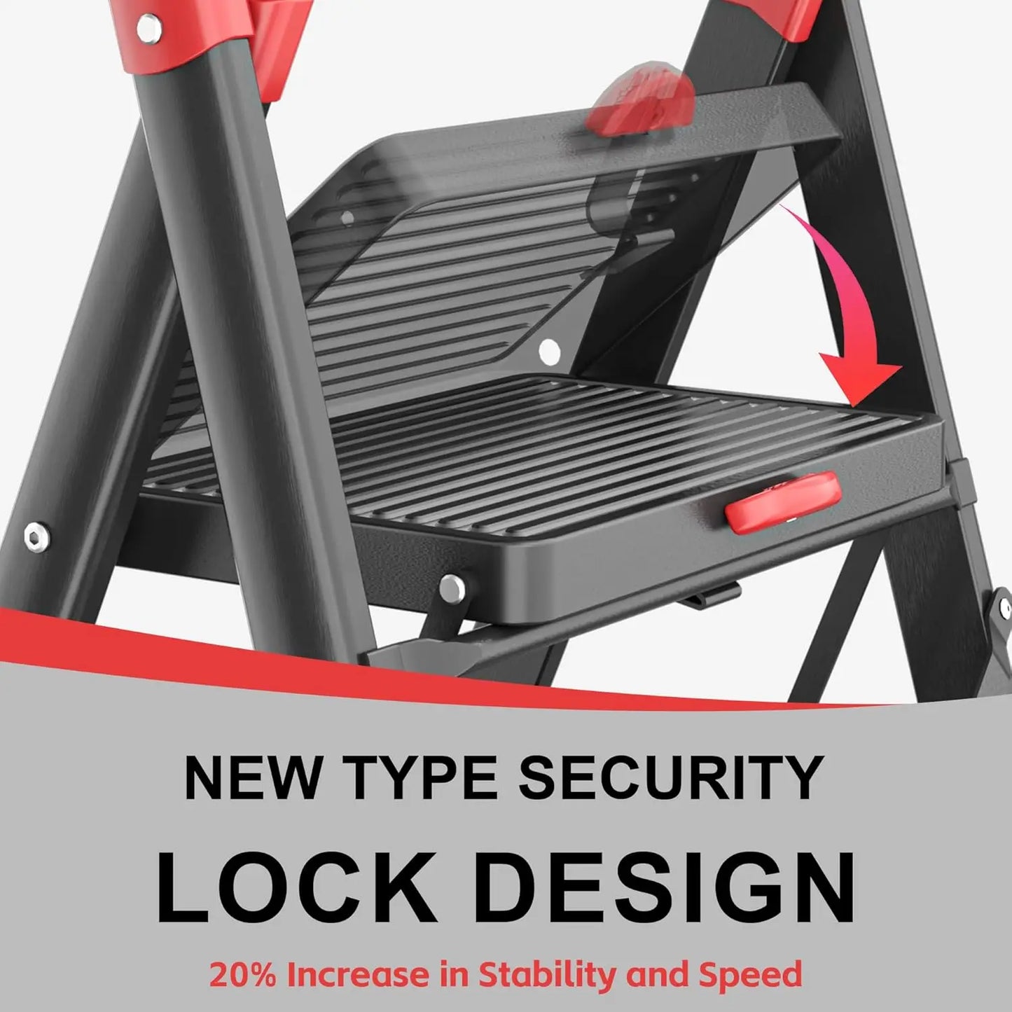 5-Step Folding Step Stool Ladder Heavy Duty Steel 800 Lb